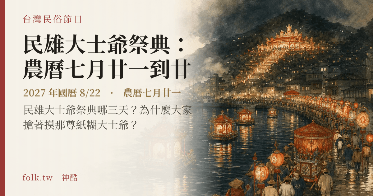 民雄大士爺祭典:農曆七月廿一到廿三:2027 日期與節俗主視覺