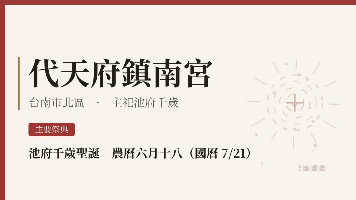 代天府鎮南宮宮廟資料卡