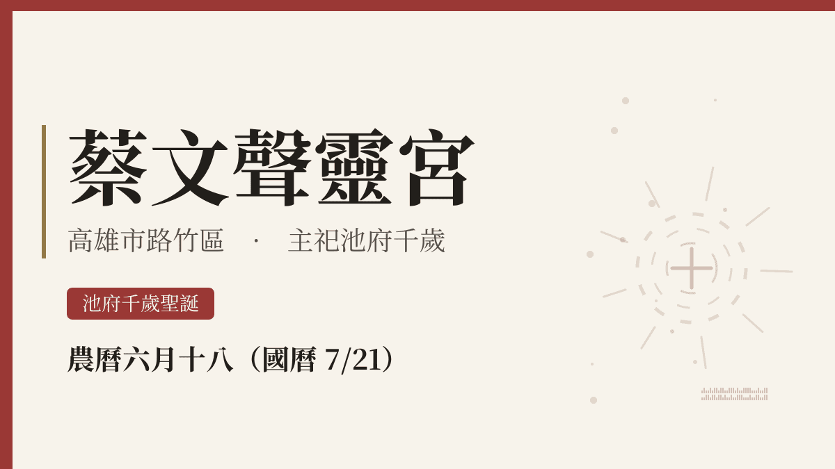 蔡文聲靈宮宮廟資料卡